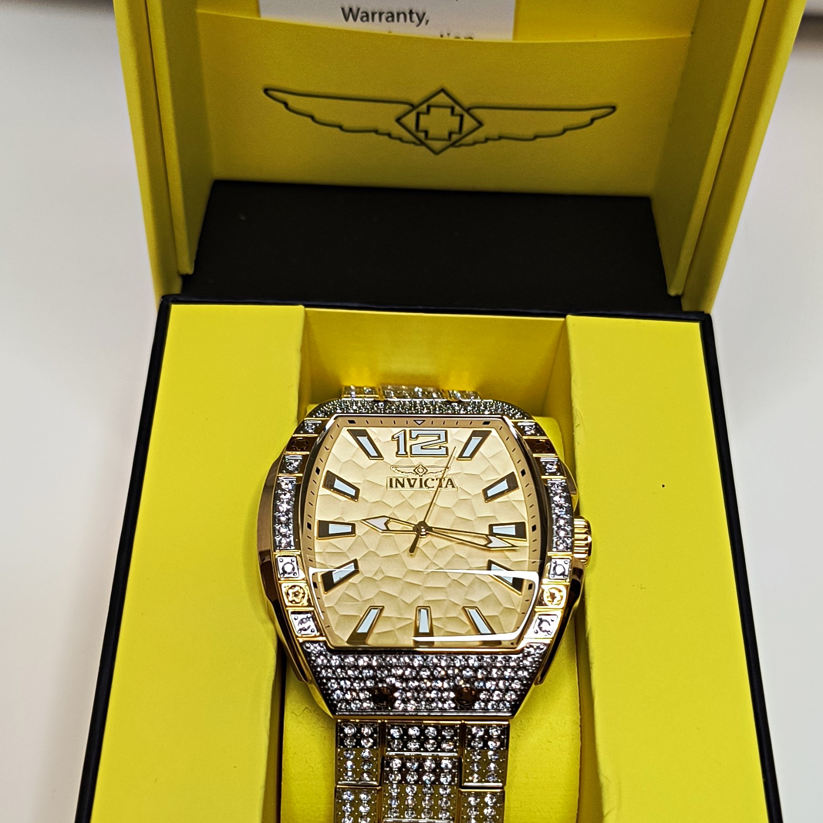 Invicta Celestial 50m Gold Dial 47mm SS Bracelet Watch w/ Box Model # AIC-50200