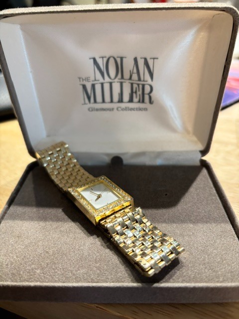 Nolan Miller GOLD Glamour Collection Watch Rhinestones