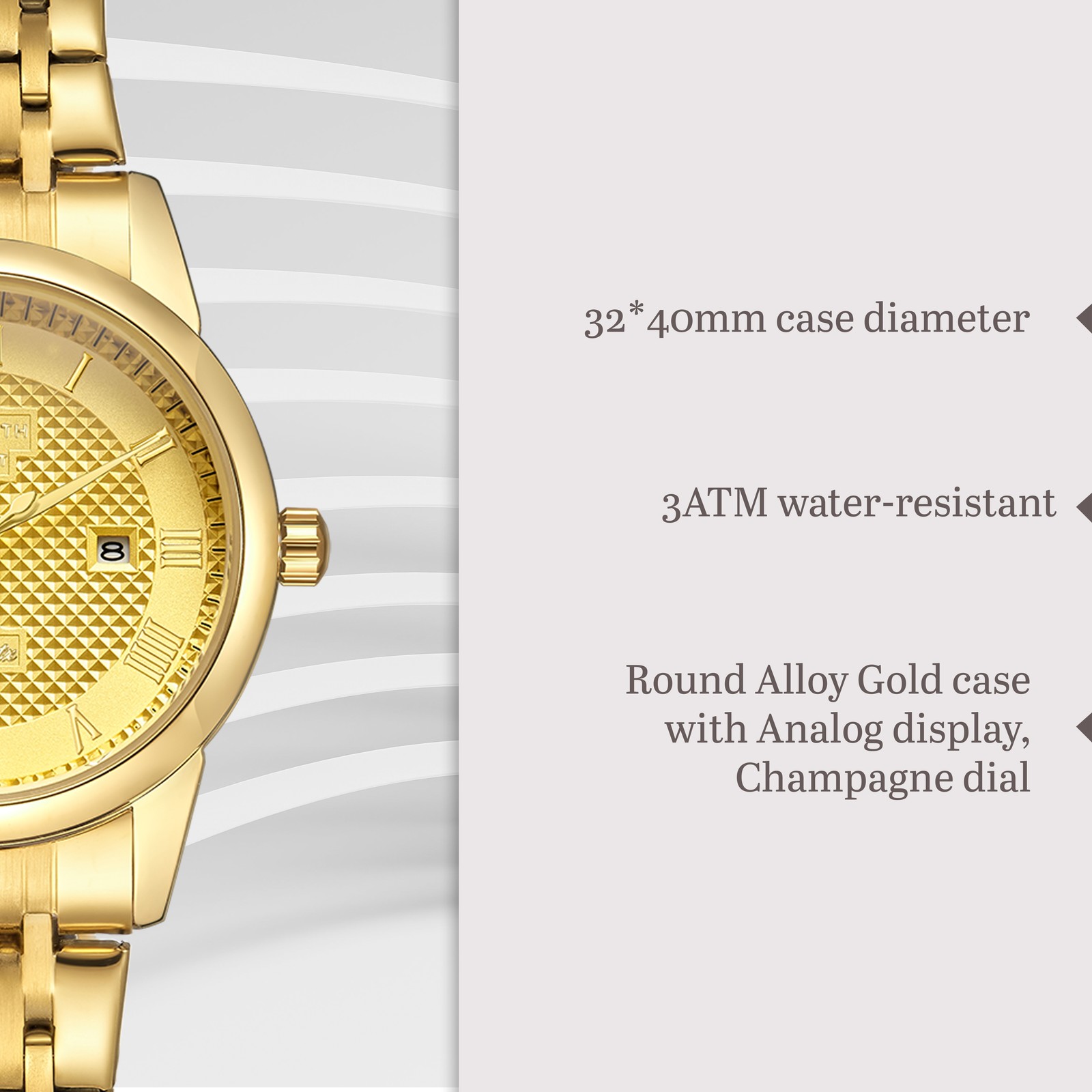 Kenneth Scott Women’s Analog Watch | Champagne Dial, 32mm, 30 m (3 ATM)