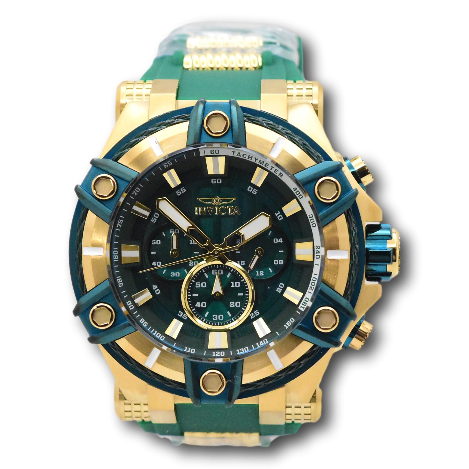Invicta Bolt Cable Surge Men’s 52mm Emerald Green Gold Chronograph Watch 43758