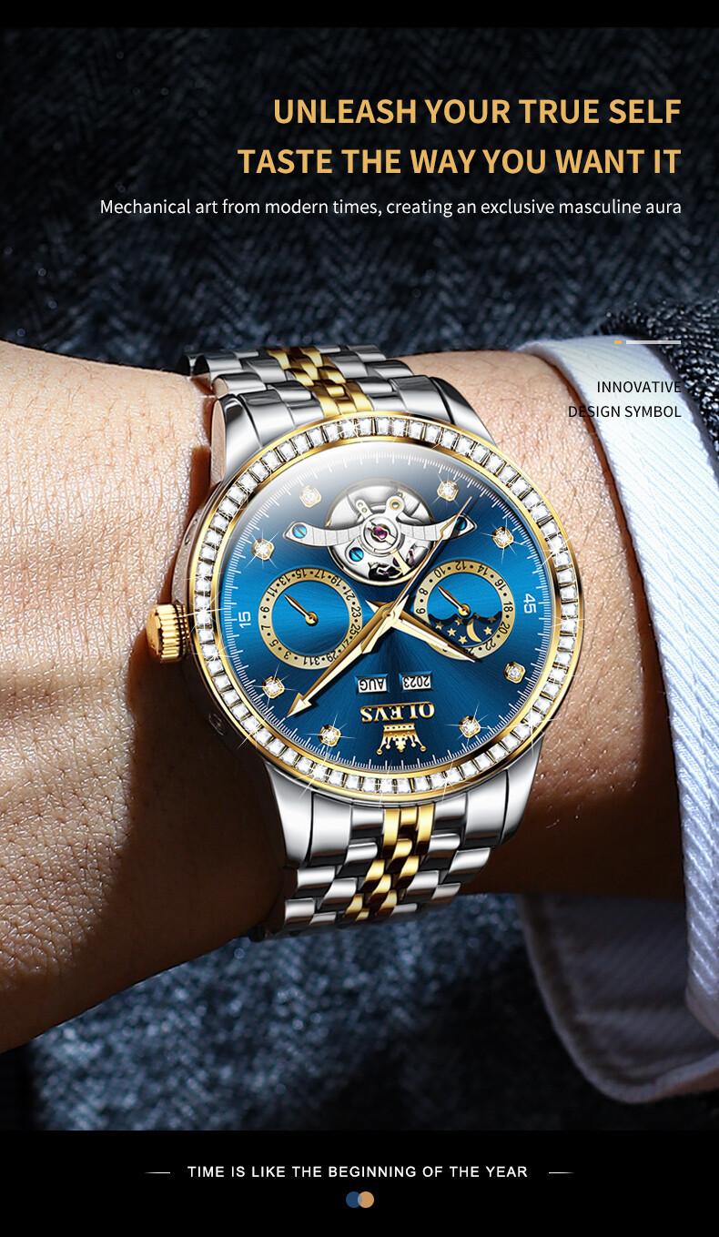 OLEVS Automatic Mechanical Waterproof Luminous Watch Date Men’s Wristwatch