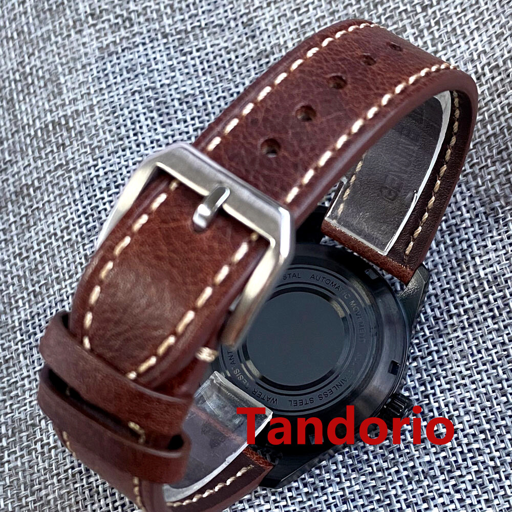 39mm Sapphire Glass Black PVD Pilot 20ATM Japan NH35A PT5000 Men Watch Luminous