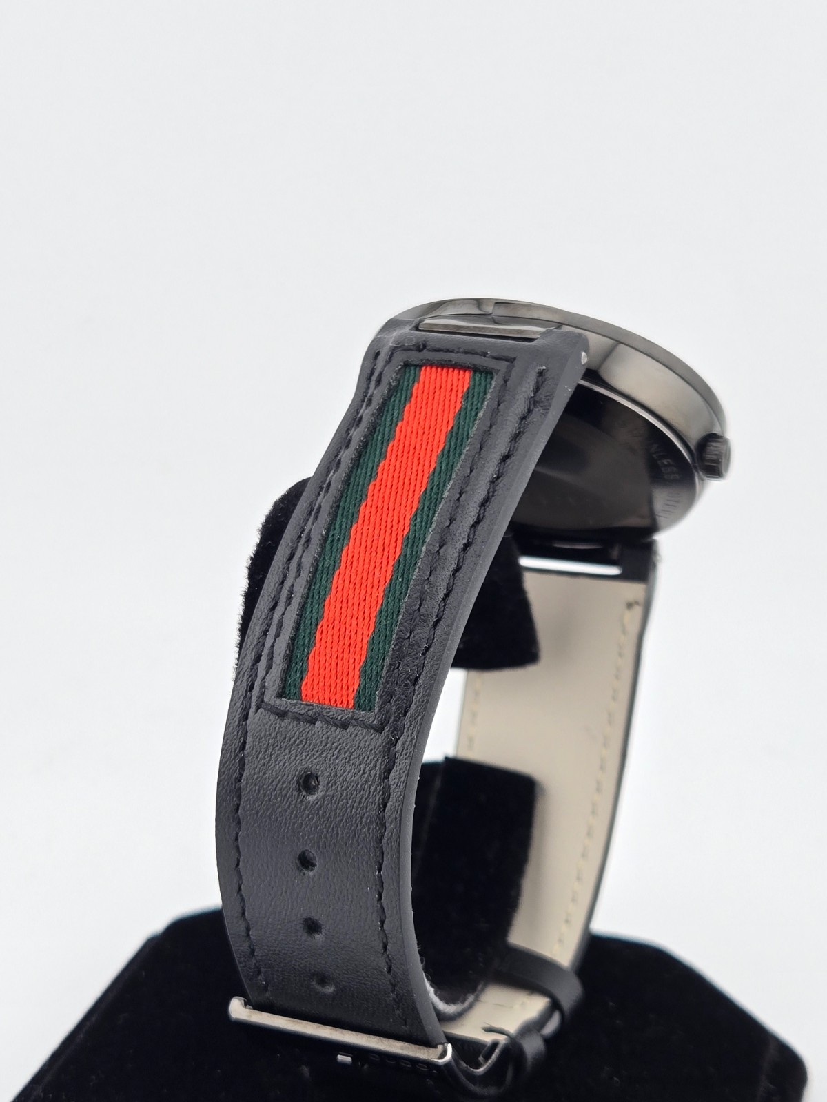 Gucci Interlocking GG Men’s Black Dial Multicolor Leather Strap Watch – YA133206