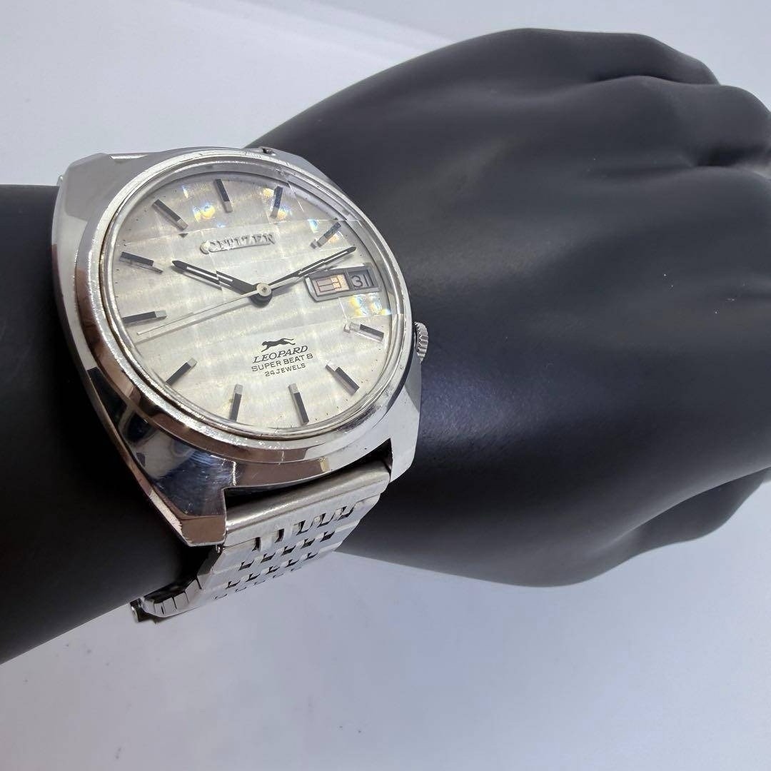 Rare CITIZEN Leopard Super Beat 8 24J Auto Day Date Silver Dial Vintage Japan