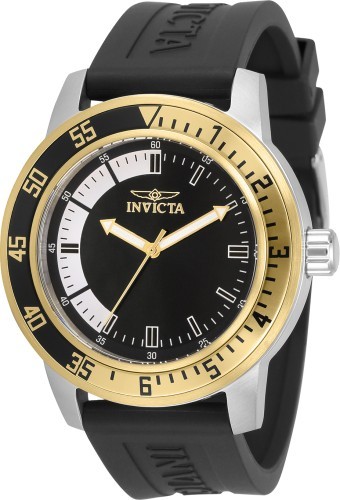 Invicta Specialty Men’s Watch, Silver/Gold with Black Silicone Strap, 45mm 34097