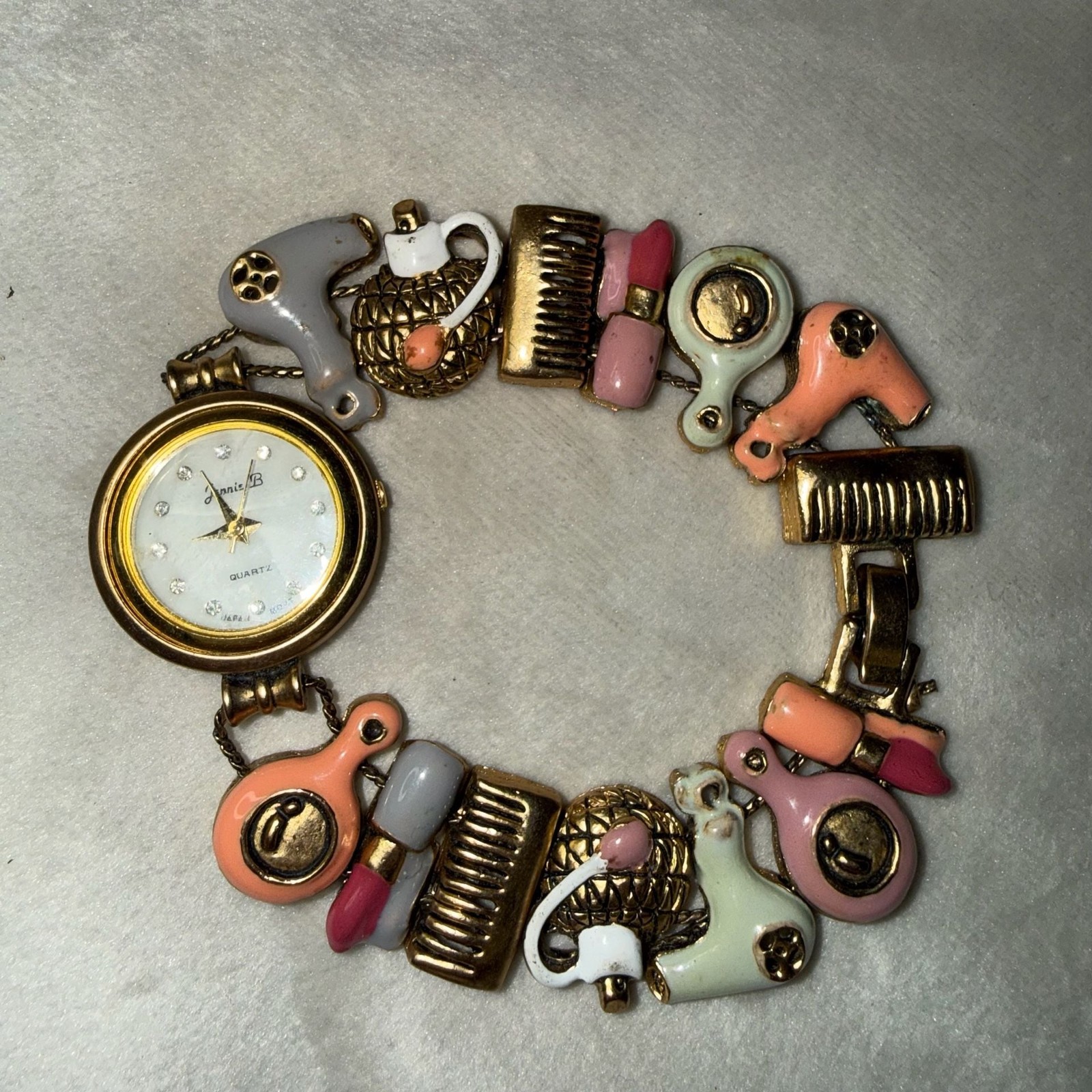 Jennie B Makeover Charm Bracelet Watch with Hairdressing and Beauty Motif