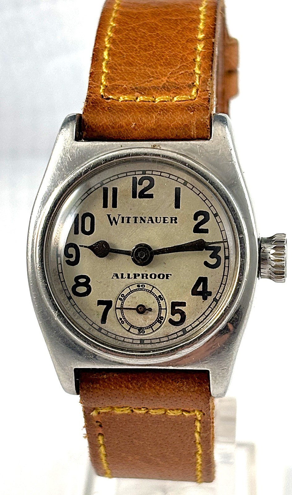 Vintage Wittnauer Allproof Contracid Stainless Steel Mens Watch Cal.56 7J 1940
