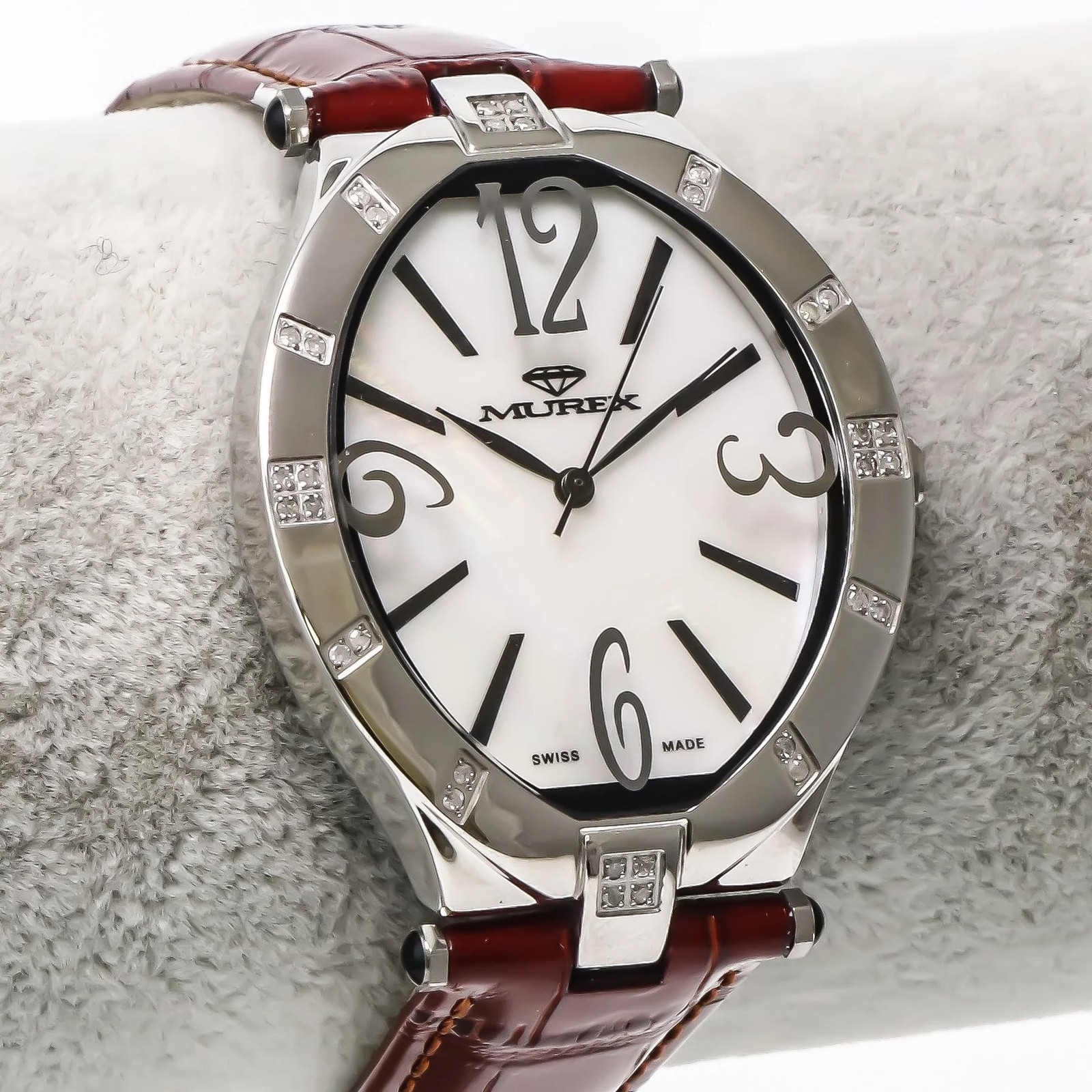 Murex – Swiss Diamond Watch – Red Strap – RSL815-SL-D-7 Swiss Quartz 34 x 41 mm