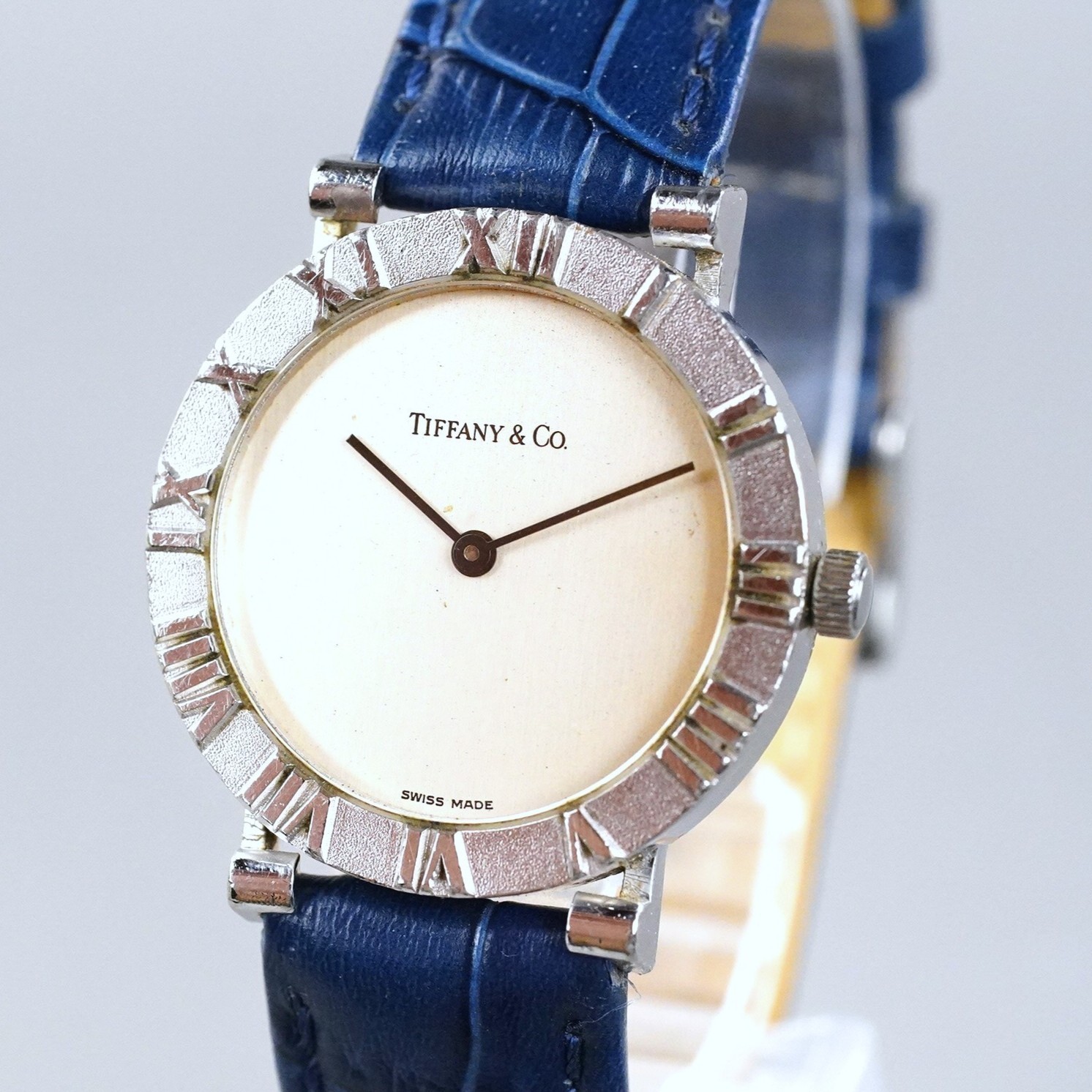TIFFANY&CO Vintage Atlas Sterling Silver Case Men’s Watch Silver 31mm NewBattery
