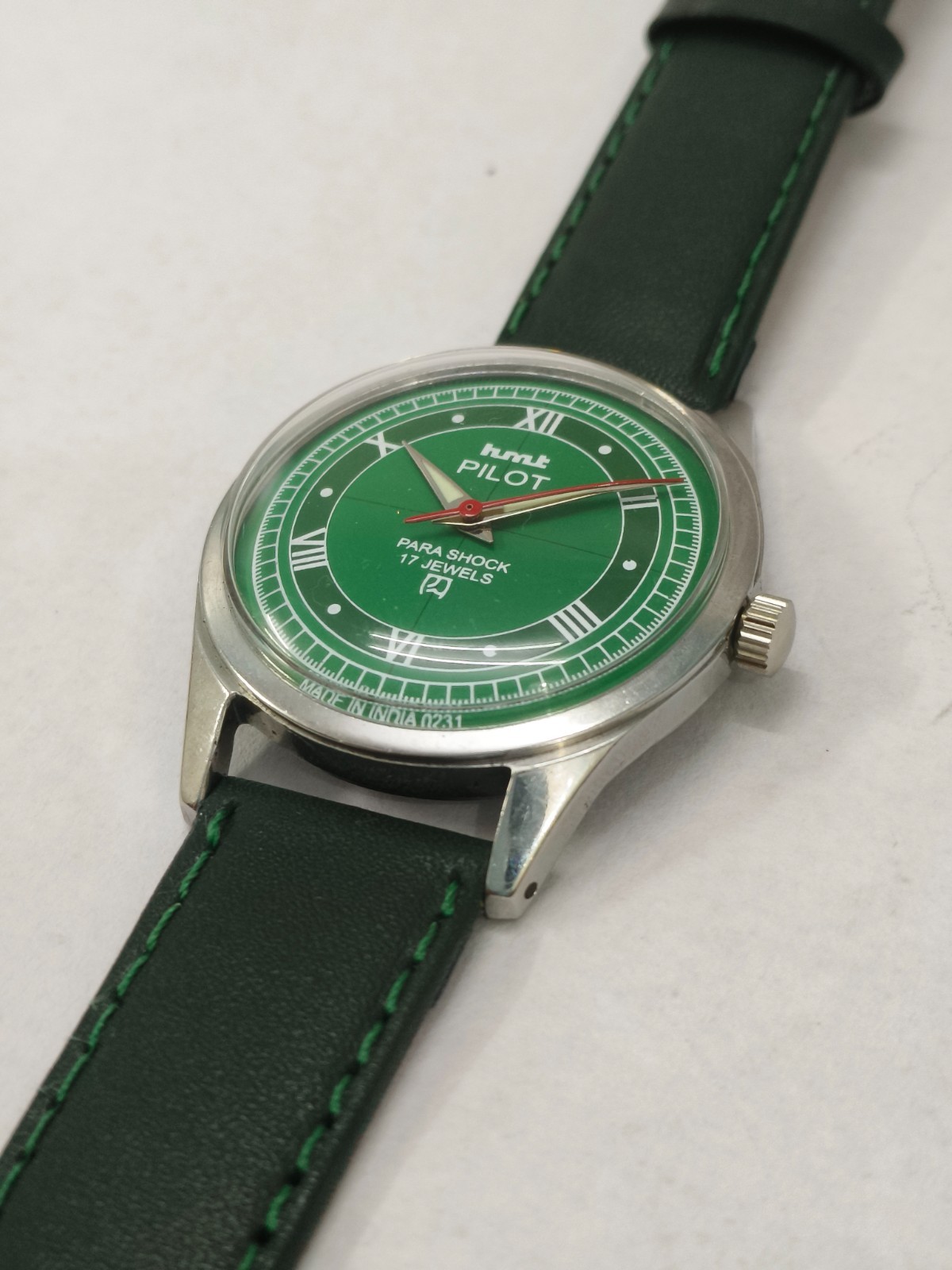 Vintage HMT Pilot Green 17 Jewels Mechanical Hand Winding Men’s Wrist Watch