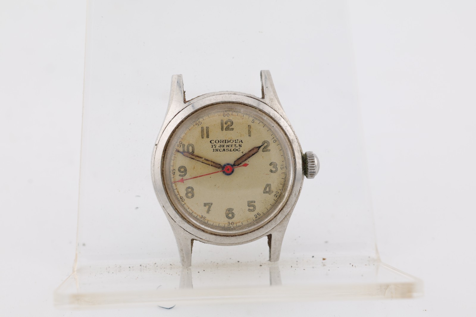 CORDOVA MILITARY SWISS 17j 106D, AS 1187 WATCH, 29mm 14mm LUG, FOR REPAIR (LW)