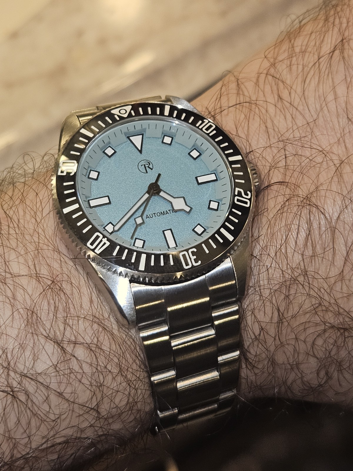 RollsTimi Men’s Watch NH35 automatic, sapphire glass,Sky Blue, GLIDE LOCK CLASP!