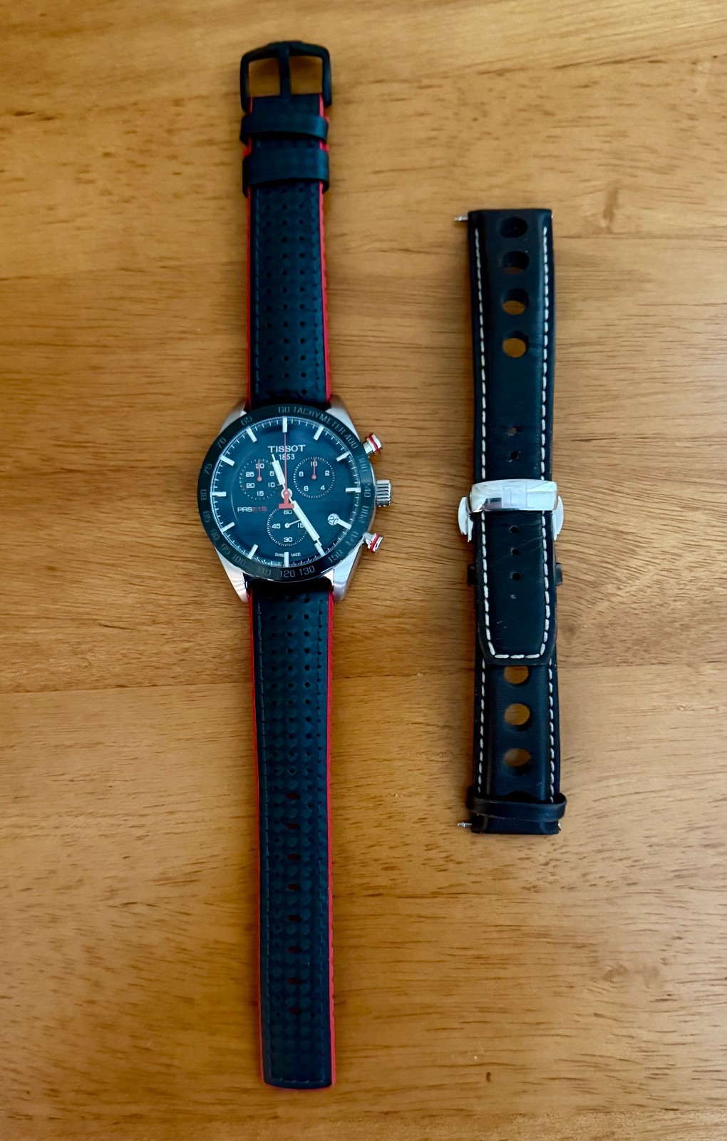 TISSOT PRS 516 Quartz Chronograph T1004171604100 Blue 2 straps Free shipping