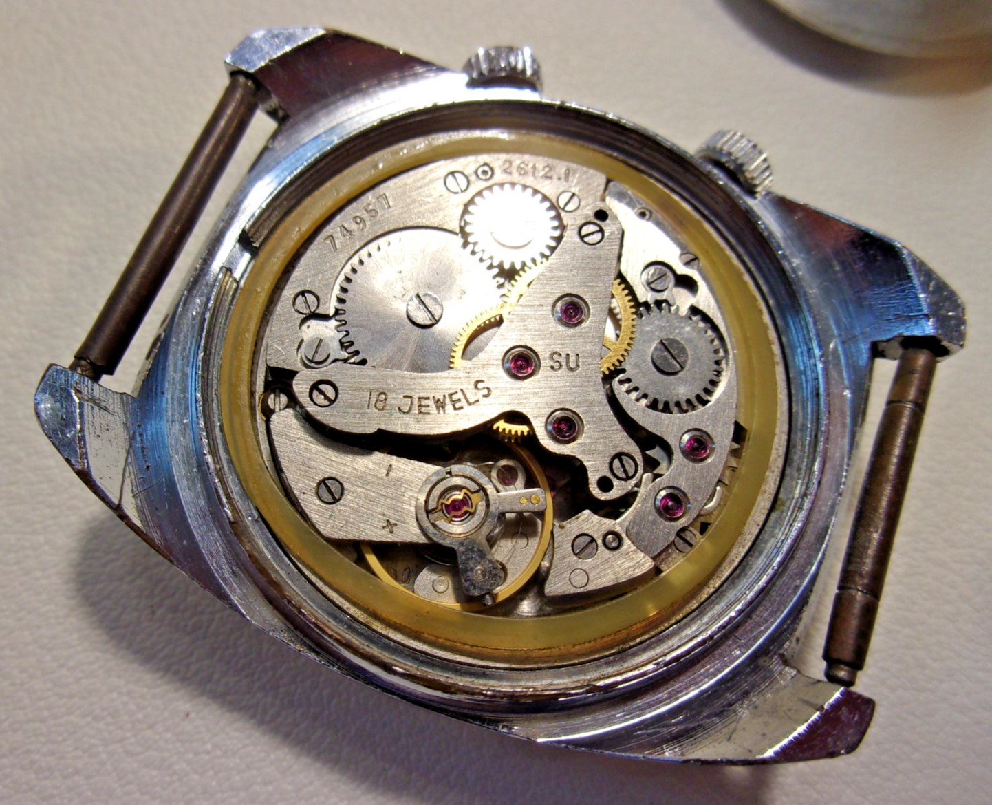 Poljot windup alarm. 18 jewels, 2612.1 movement. 34mm. Pre-owned, new strap.
