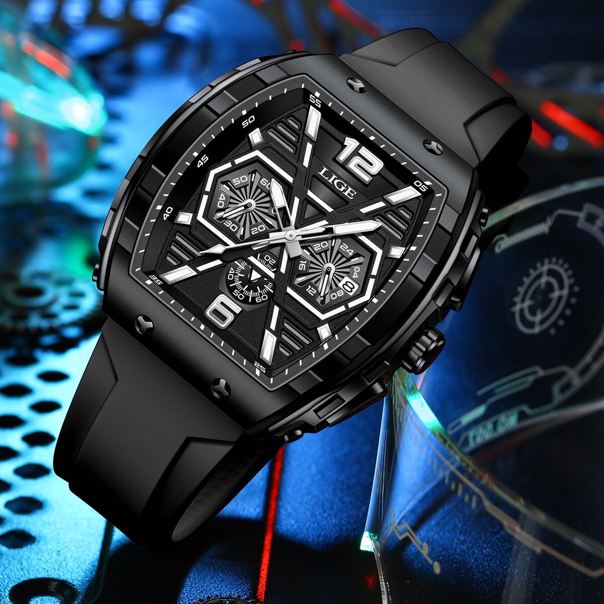 Mens Army Military Big Watch Quartz Date Chronograph Waterproof Sport Wristwatch