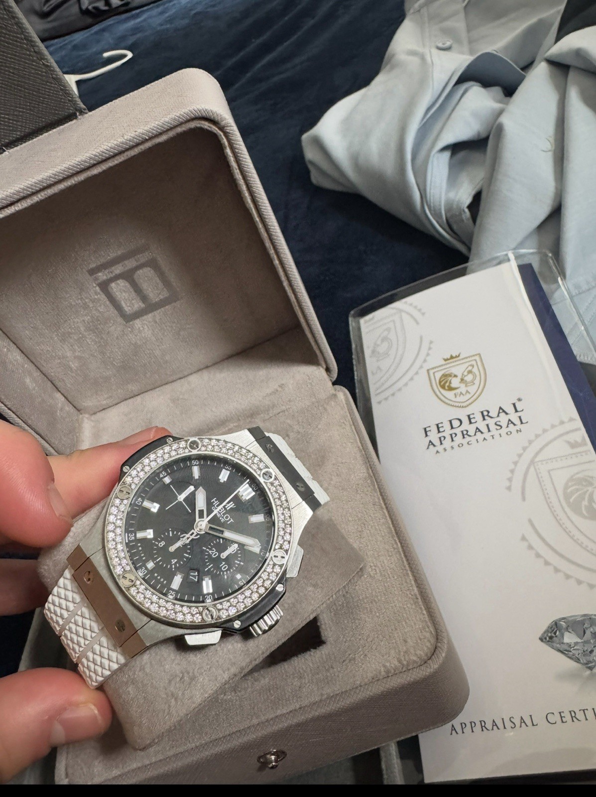 Hublot Big Bang 44mm Steel Diamond Bezel Dial Chronograph 301.SX.130.RX.114