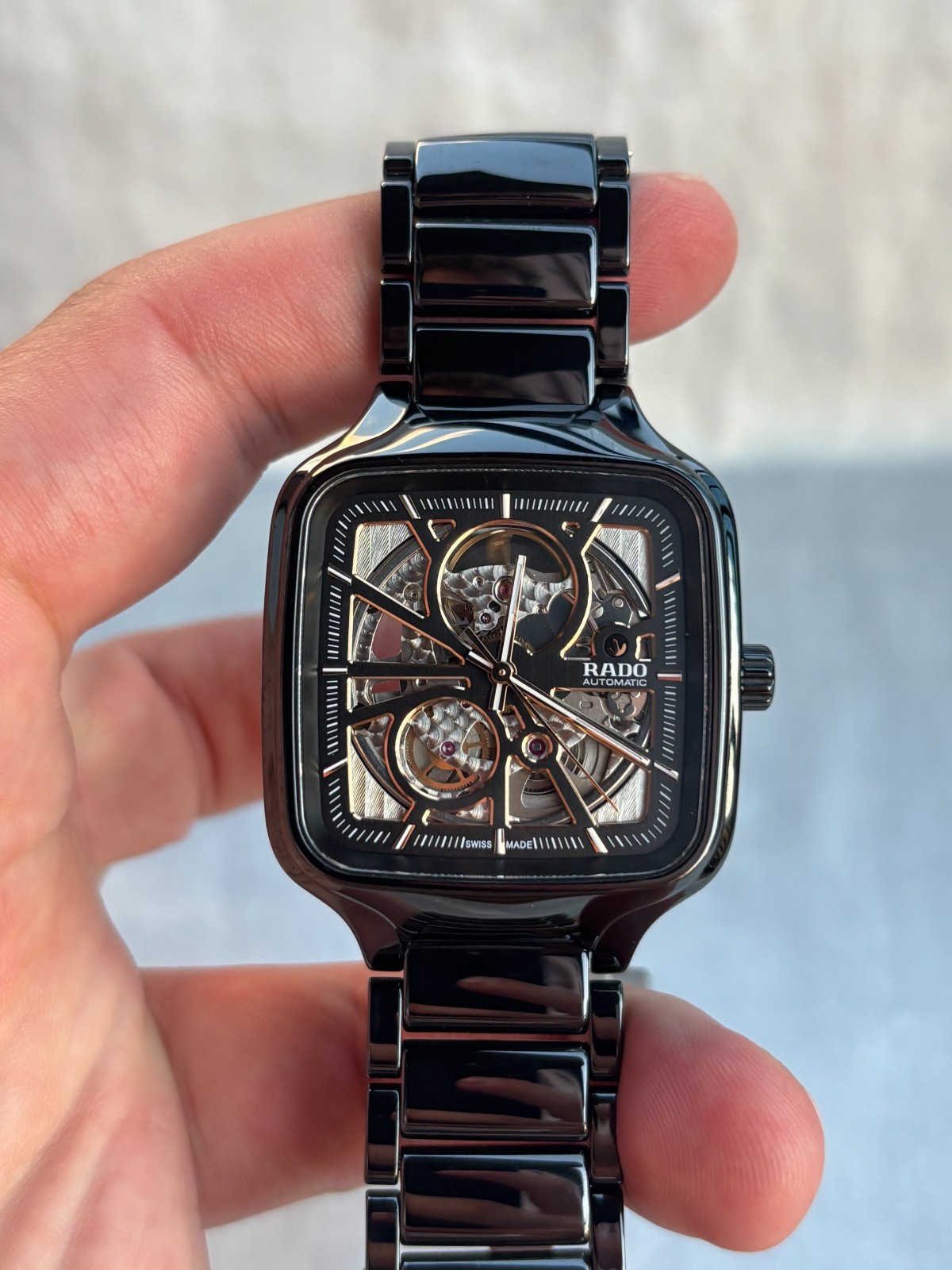 Rado True Square Automatic Open Heart Skeleton Black Dial Men’s Watch R27086162