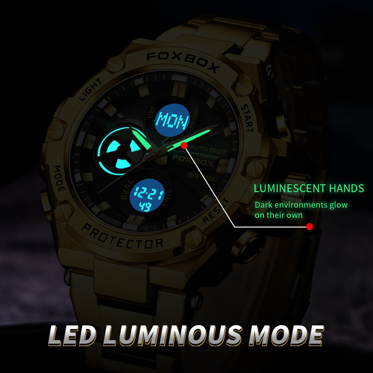 2025 Mens Diver Sport Wristwatch Stainless Steel Digital Luminous Quartz Watches