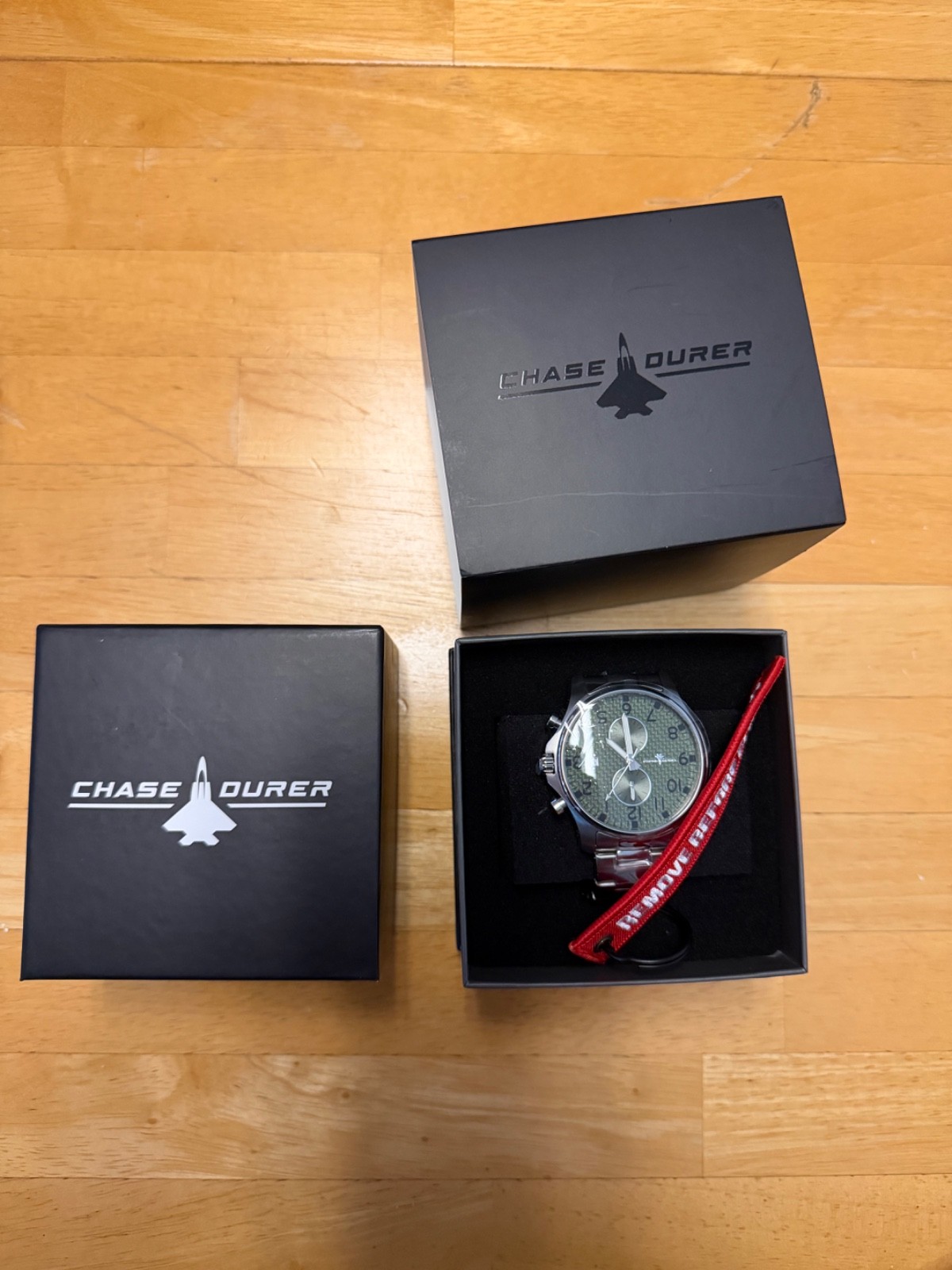 Chase Durer CDW-0094 Men’s Watch 45mm Steel Army Green Carbon Fiber Dial New!
