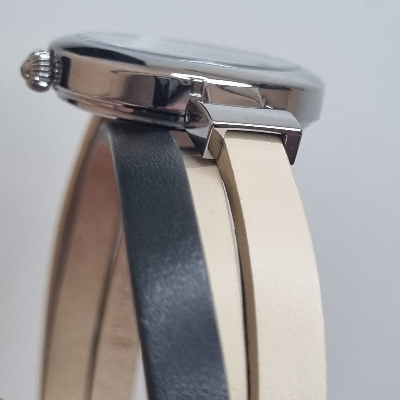 Christian Lacroix Silver & Black Leather Ladies Watch N°8010902 New Old Stock