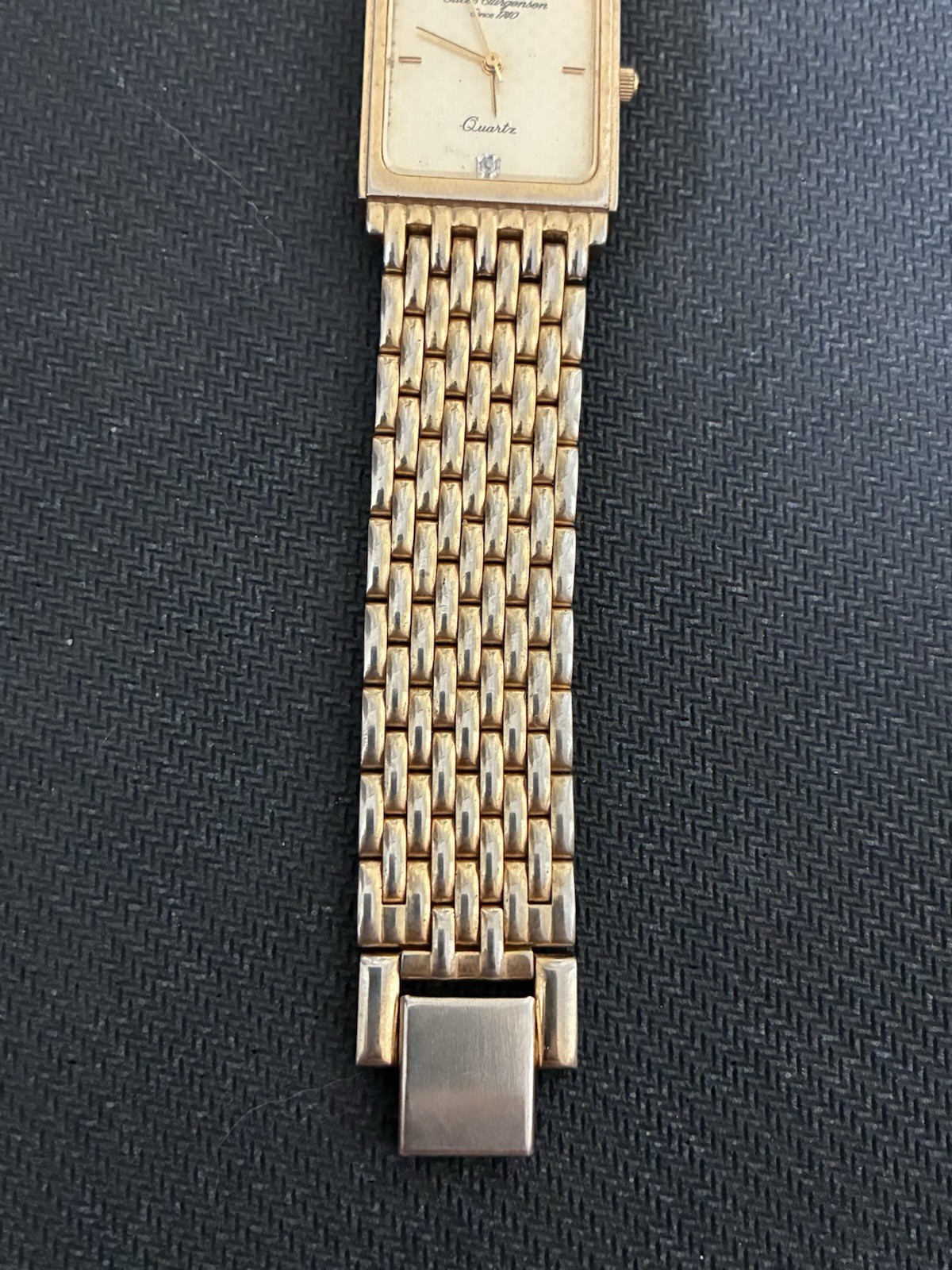 Jules Jurgensen Quartz Rectangular Gold-Tone Watch Champagne Dial – 364 7126