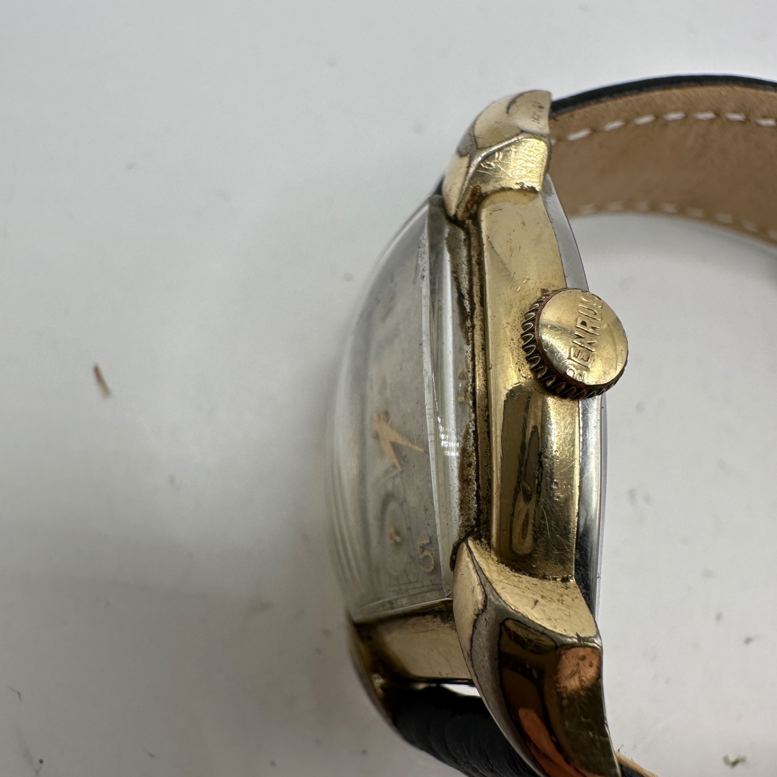 Benrus Vintage Men’s Watch Manual Wind 1950’s Running with New Leather Band