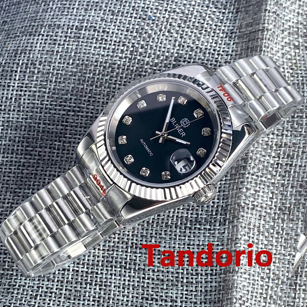 36mm/39mm Sapphire Glass Black Sterile Dial NH35 Automatic Men Watch Date Fluted