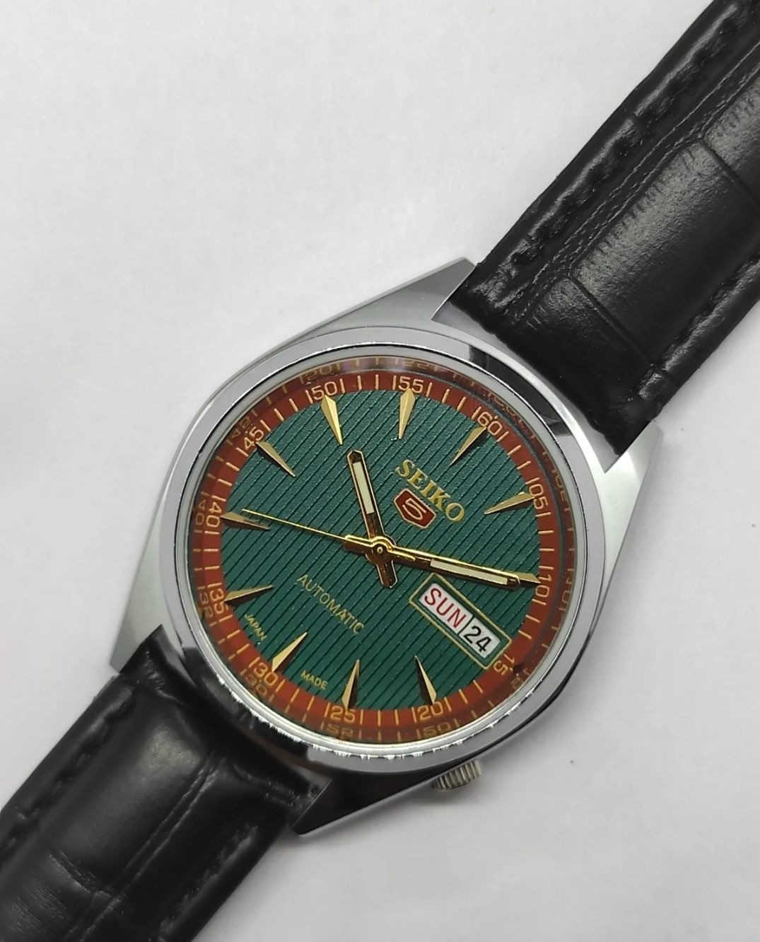 Seiko Refurbished Green Dial Day / Date Automatic Men’s Wrist Watch Free Shiping
