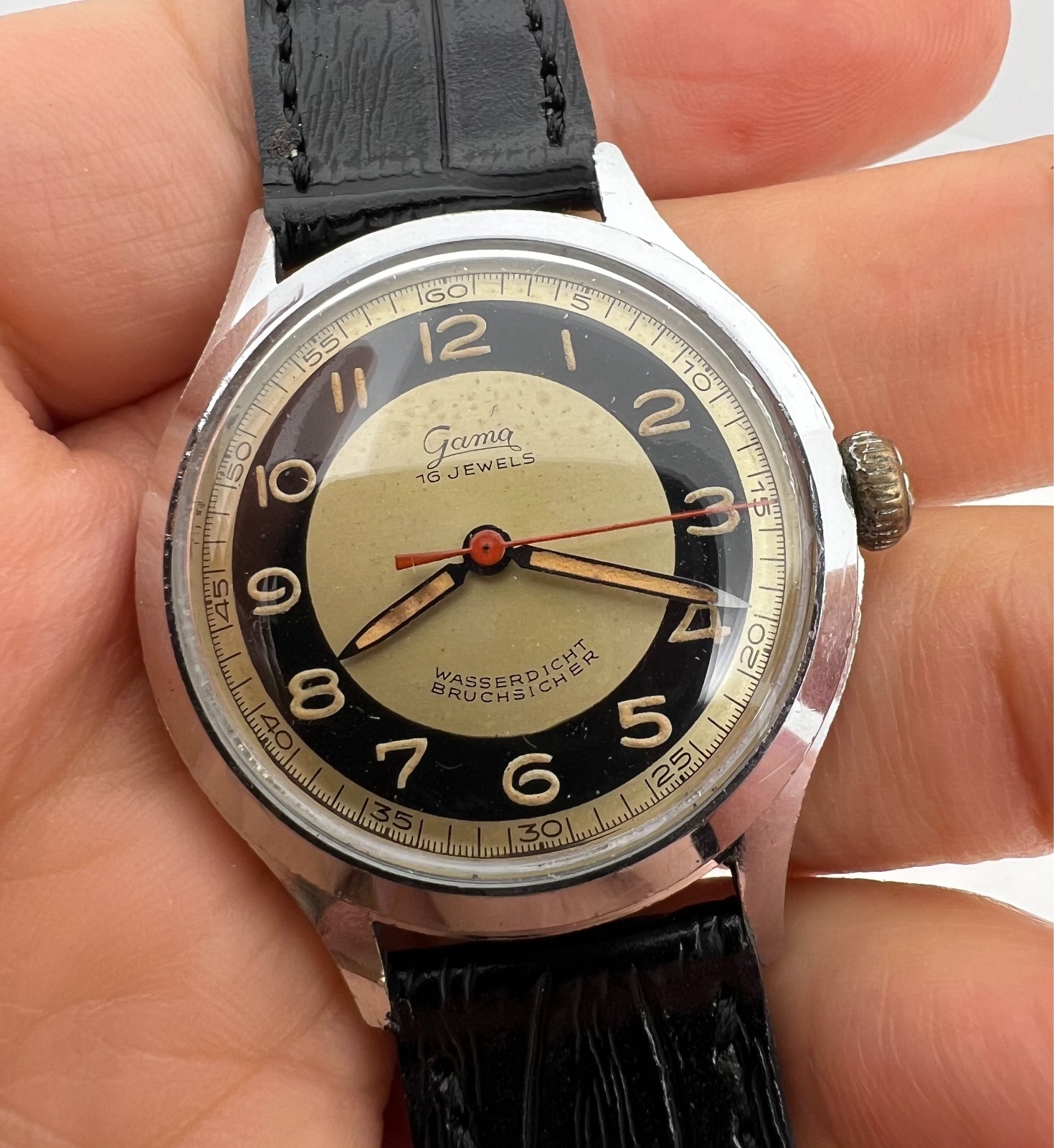 VINTAGE GAMA BULLSEYE MILITARY MENS WATCH GERMANY