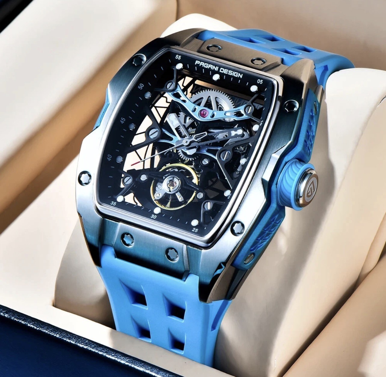 PAGANI DESIGN 42MM PD-YS018 Skeleton Dial Mechanical Watch 50M Waterproof