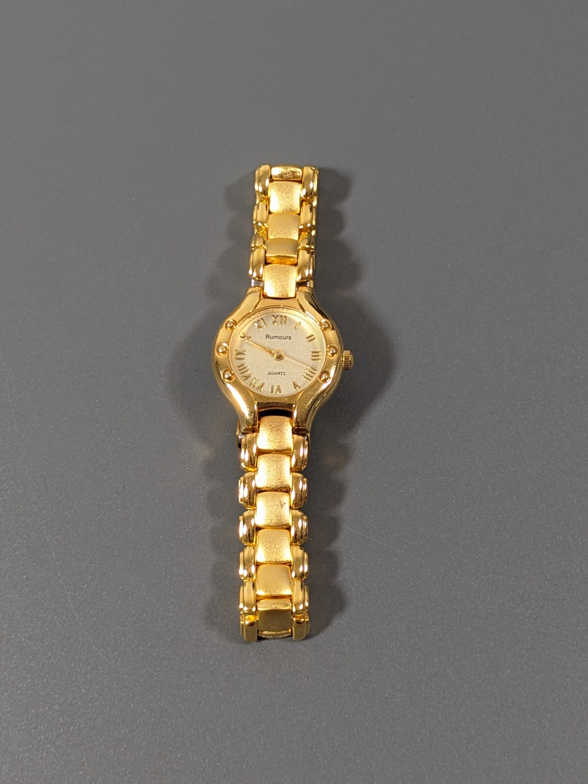 Rumours Golden Round Dial Bracelet Band Watch 6.75 in