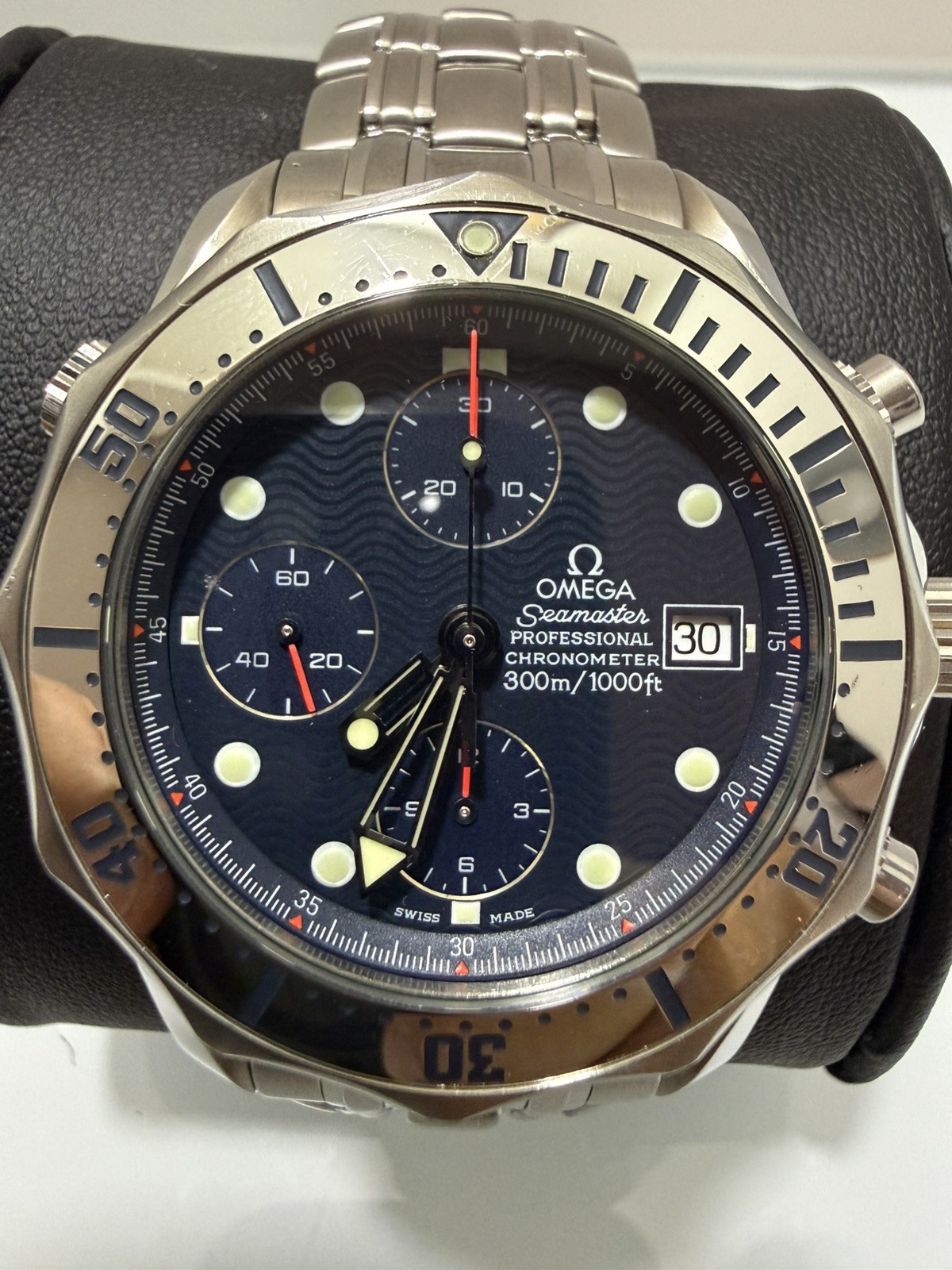 Omega Seamaster Professional 300M Chronograph Automatic Blue Wave Dial Watch