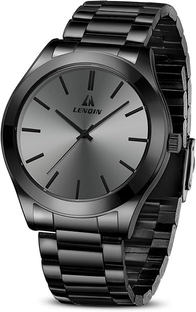 Mens Luxury Steel Watch Chronograph Moon Phase Waterproof Stainless Business