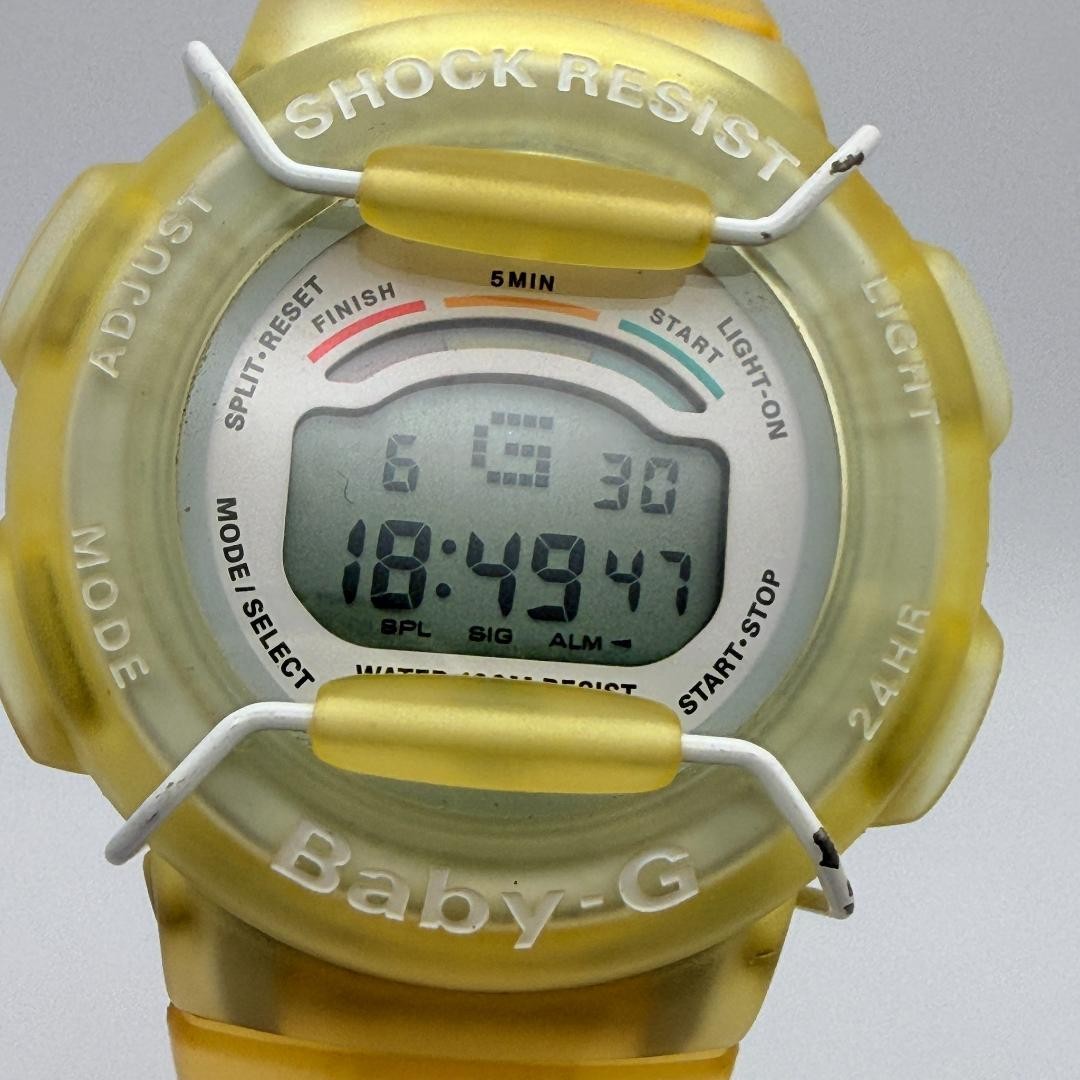 Working Baby G SHOCK RESIST Digital Watch Yellow Skeleton