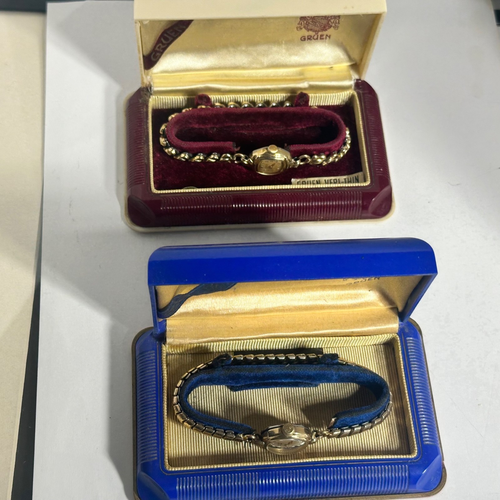 Vintage Gruen Veri Thin Watches w Presentation Boxes Condition Unknown