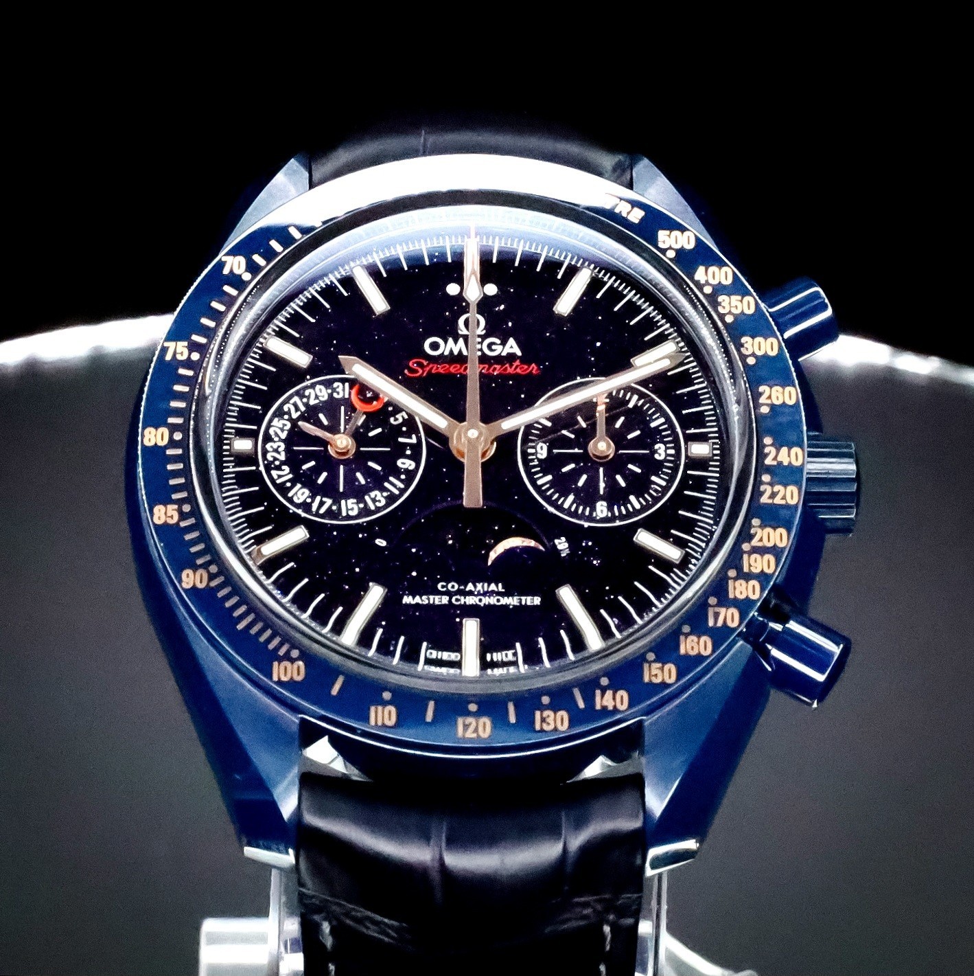 OMEGA Speedmaster Moonphase 304.93.44.52.03.002 Blue Side Of The Moon Full Set