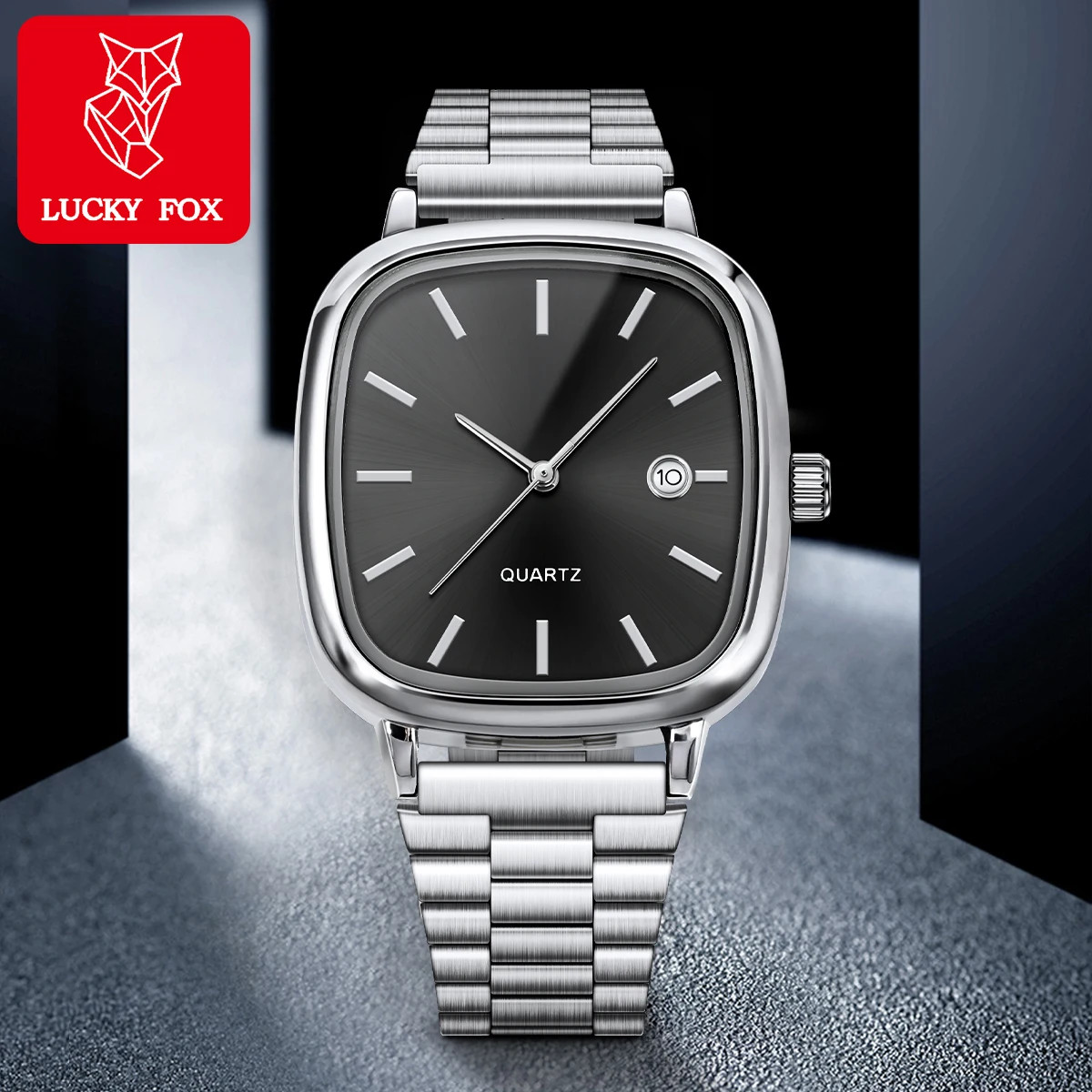 Modern minimalist square watch Business mens metal watch stainless