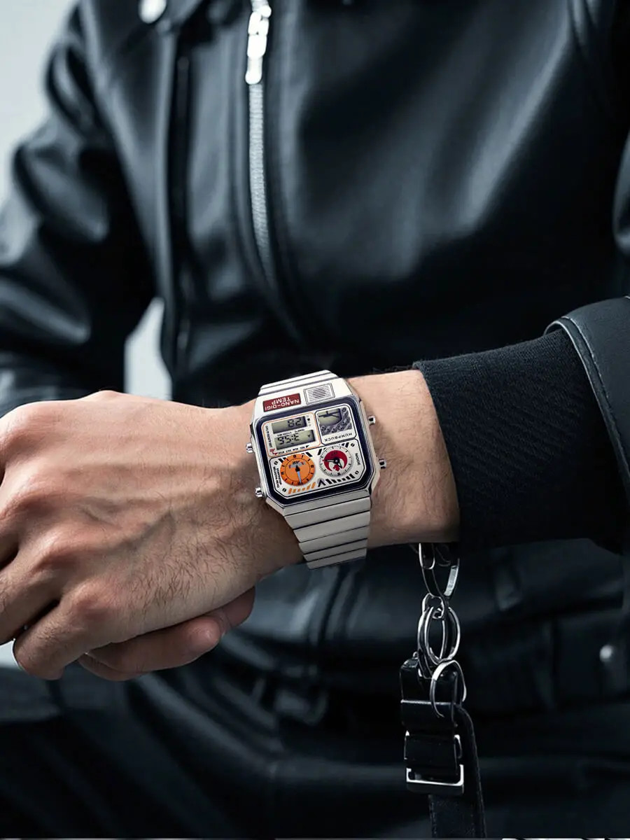 Classic Steel Men’s LED Watch – Digital Display, Temperature & Calendar