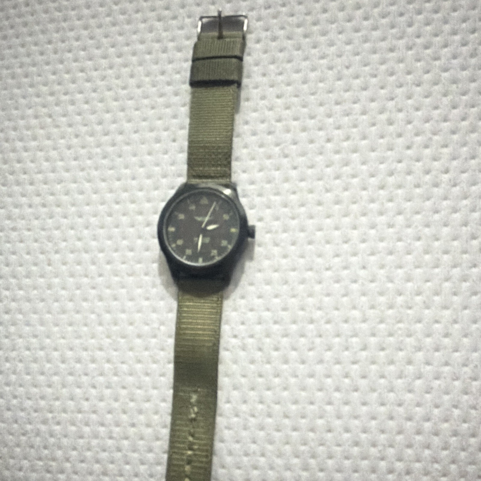 American Aviator Quartz Analog 50m 42mm Black Case Green Nylon Strap Military