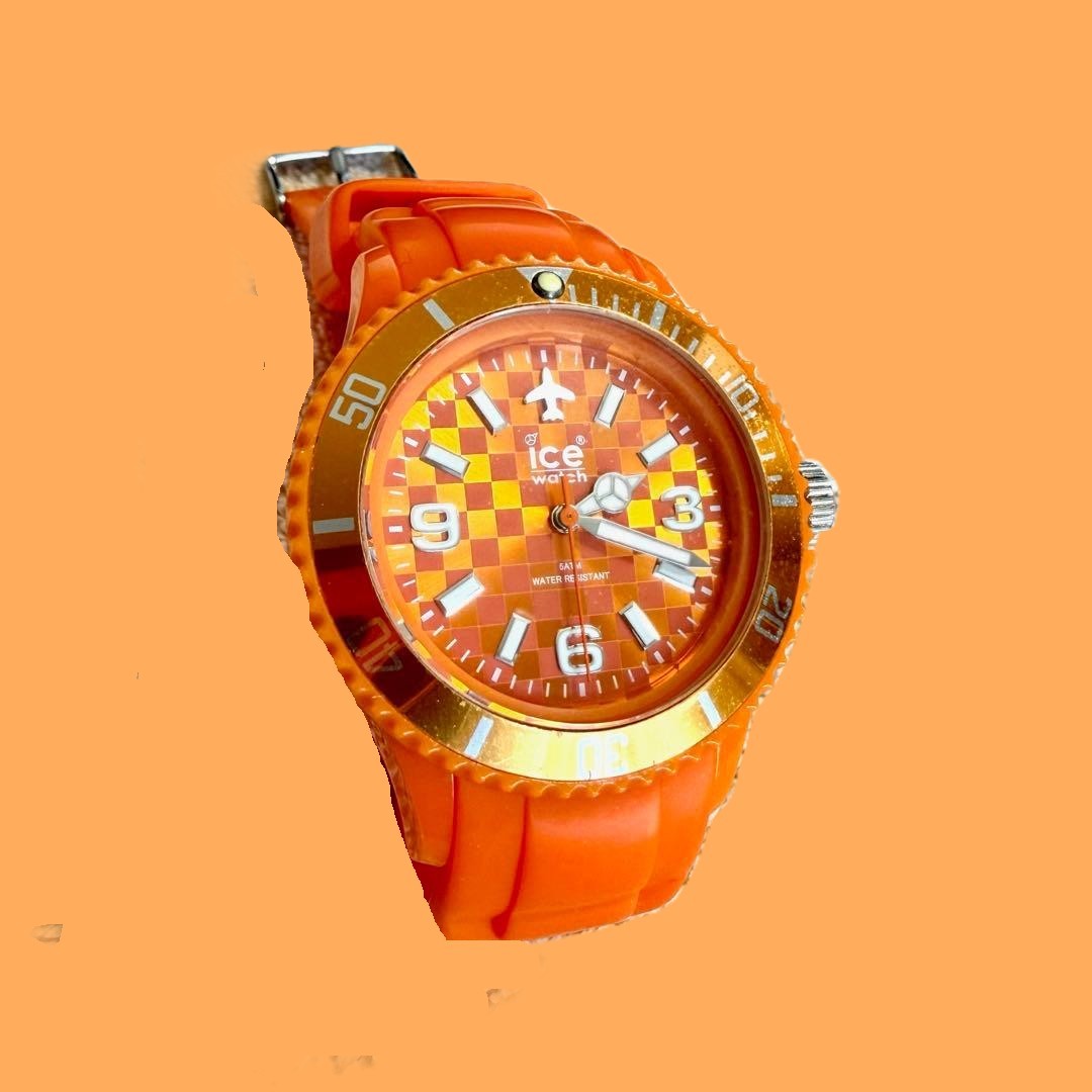 Rare ANA x Ice-Watch Collaboration Limited Edition Orange Airplane Dial Watch