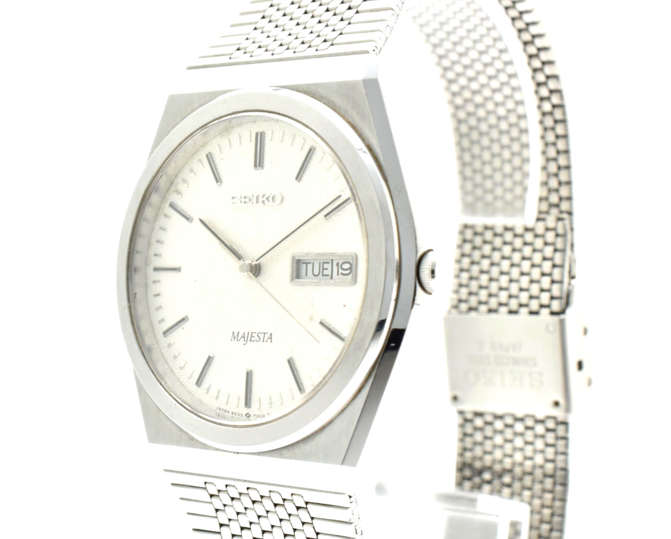 [EXC+5] Vintage 1988 Seiko Majesta 9533-7000 Silver 35mm Qz Mens Watch JAPAN