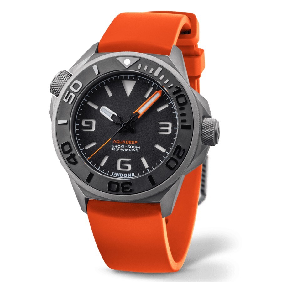 UNDONE AQUADEEP SIGNAL Automatic Titanium Silicone Grey Orange Men’s Watch