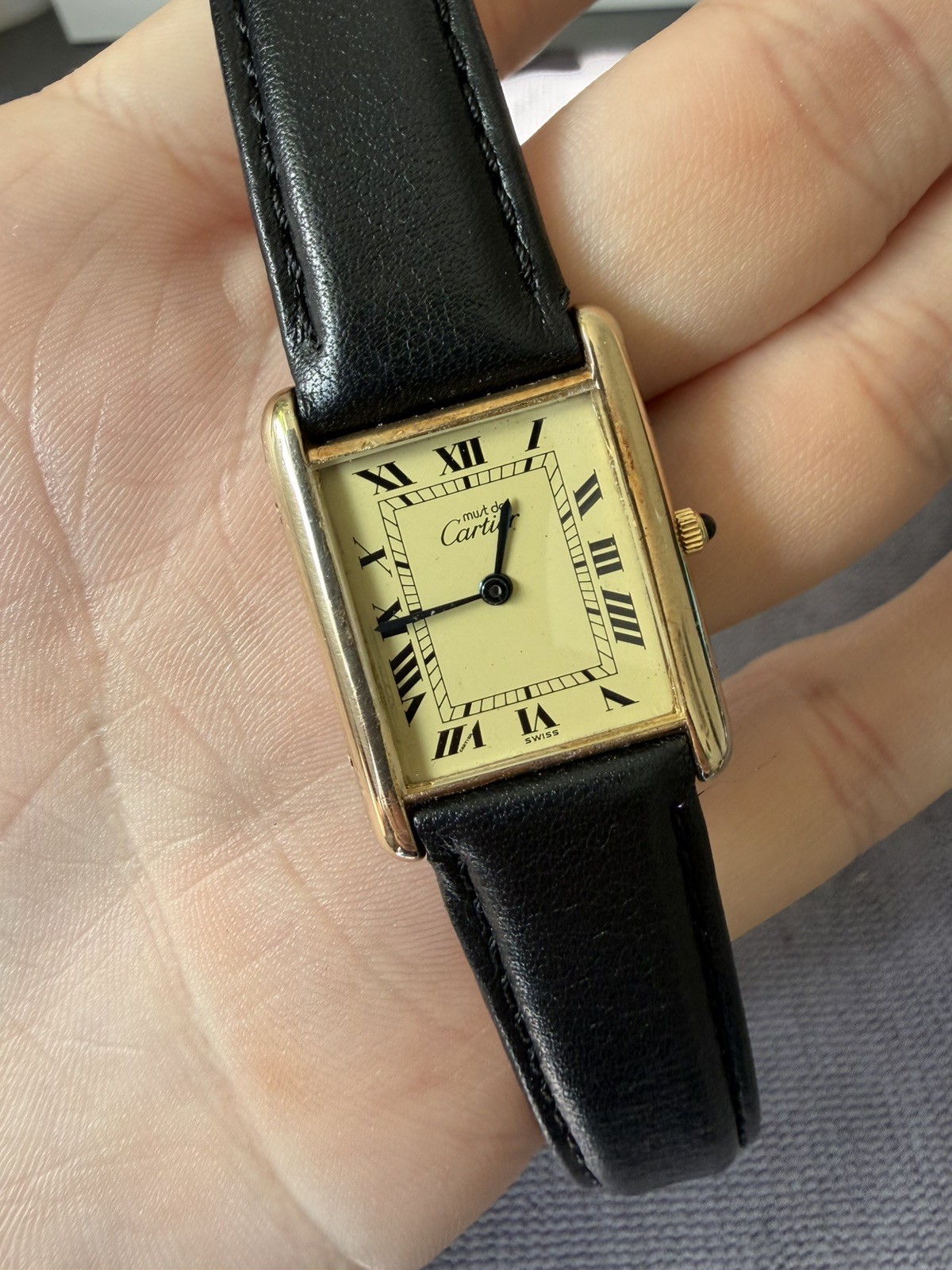 Cartier Must de Cartier tank great condition amazing lemon dial quartz