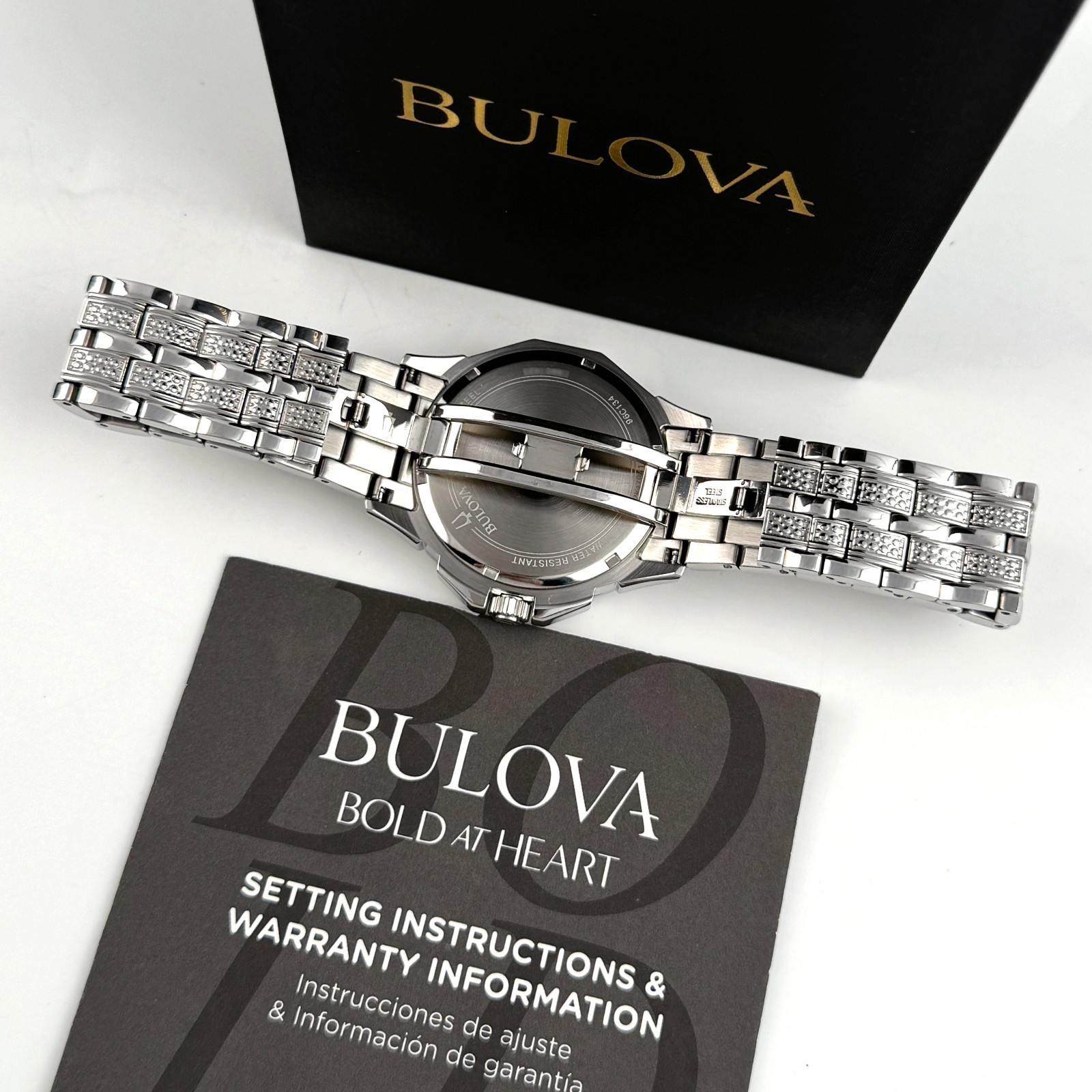 Bulova Octava Crystal 96C134 Silver Pave Dial Quartz Stainless Steel Men’s Watch