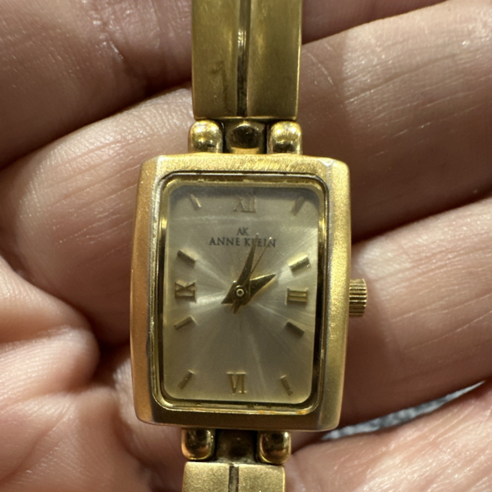 Anne Klein Gold Rectangle Quartz Analog Wristwatch Champagne Dial Dress/Formal