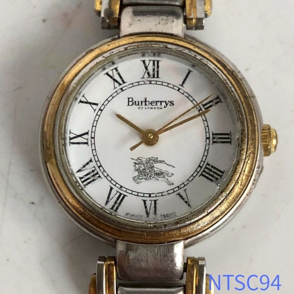 Burberry watch wristwatch quartz battery operated combination color gold silver