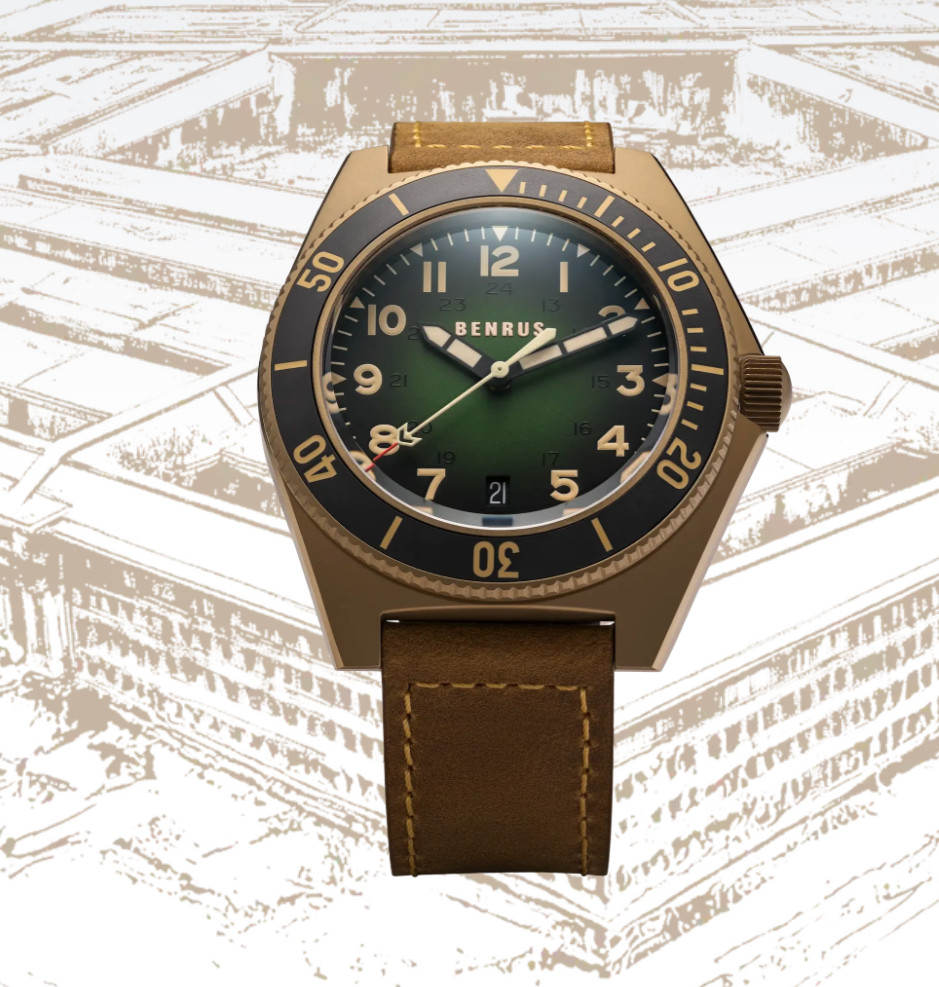 BENRUS TYPE 2 UJ 41.5mm Swiss Made Automatic Watch Bronze PVD ETA 2892 Sapphire