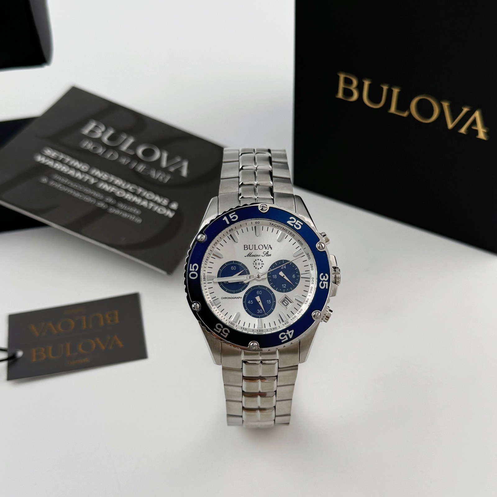 Bulova 98B423 Marine Star Chronograph Silver White dial stainless Men’s Watch