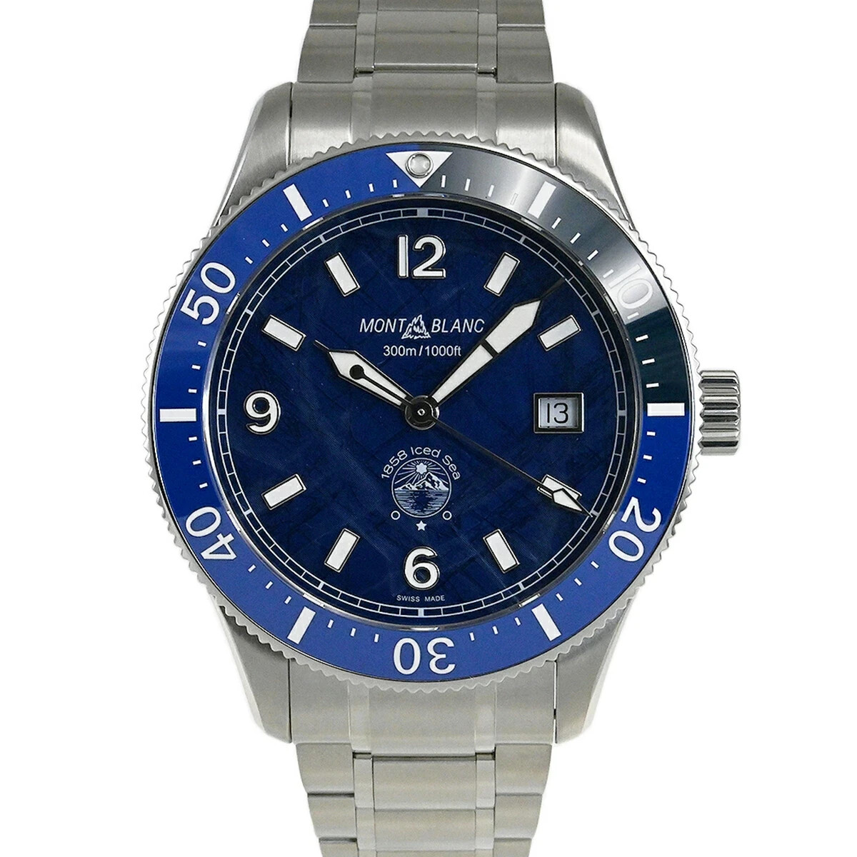 Montblanc 1858 Iced Sea Automatic Date Ceramic Steel Blue Dial Men’s – MB129369