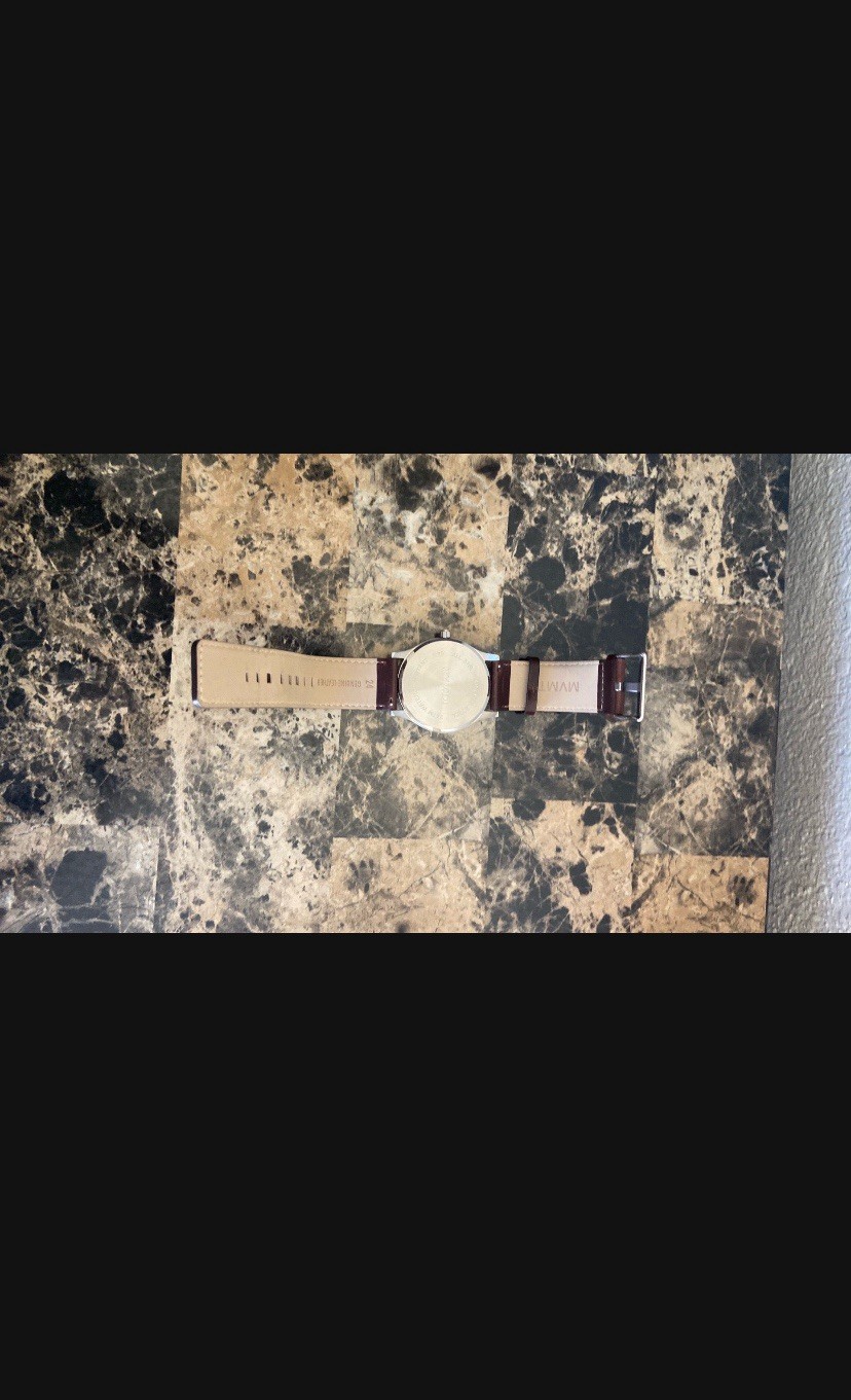 MVMT Men’s Watch – Analog Quartz 45mm Silver Case White Dial Brown Leather Date